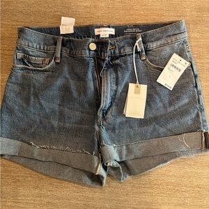 Good American Classic Blue Boyfriend Jean Shorts